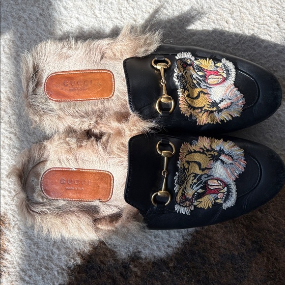 Gucci tiger horsebit fur Mules - Picture 4 of 5